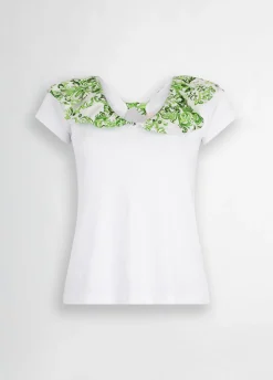 T-shirt con rouches stampata