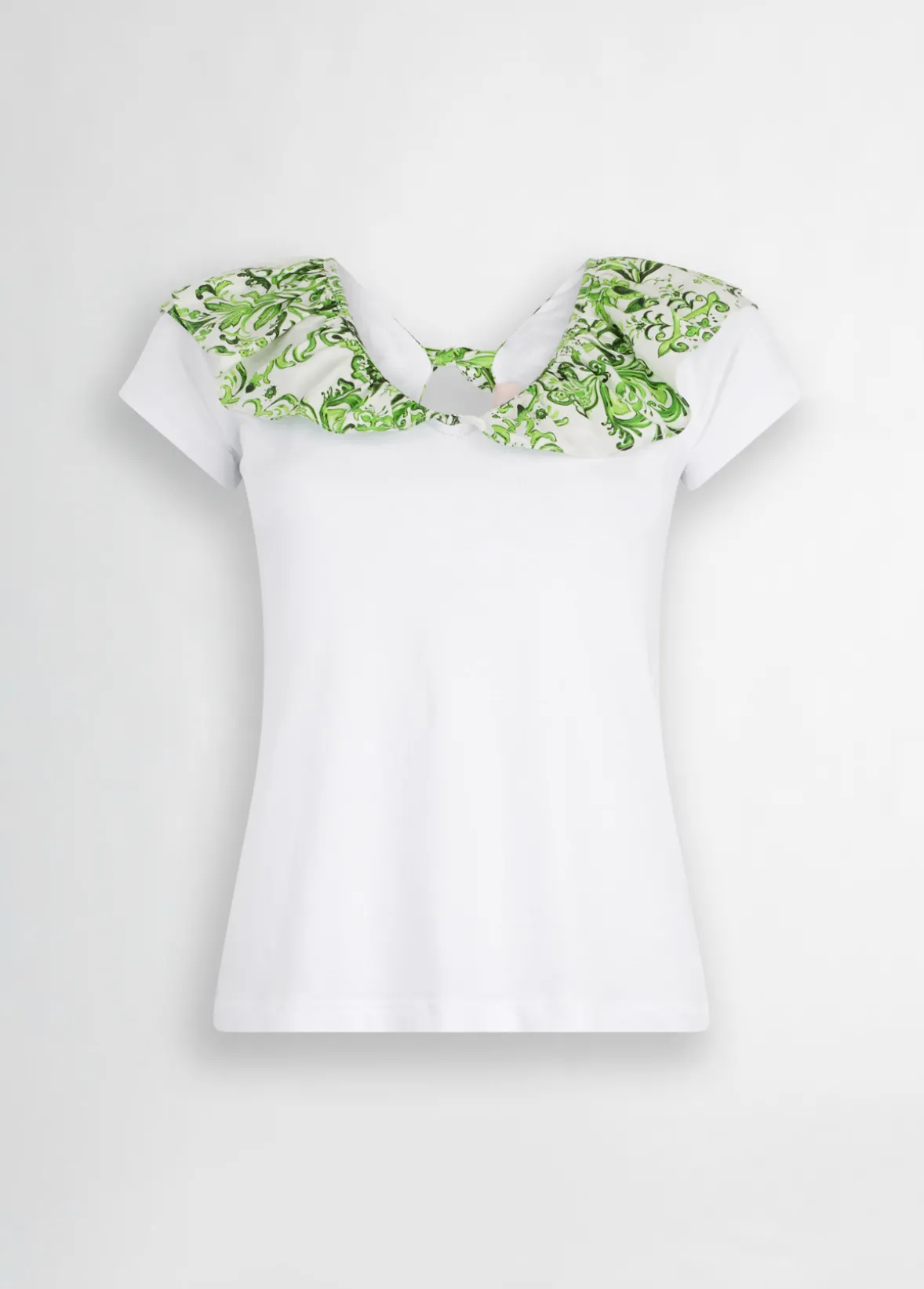 T-shirt con rouches stampata