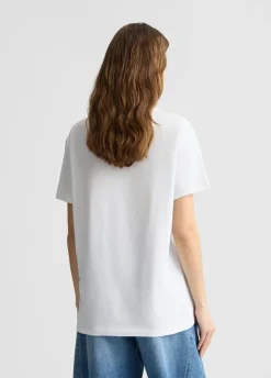 T-shirt con stampa e strass