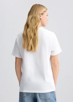 T-shirt con stampa e strass