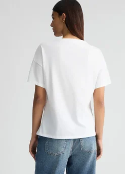 T-shirt con stampa e strass
