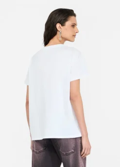 T-shirt con stampa e strass