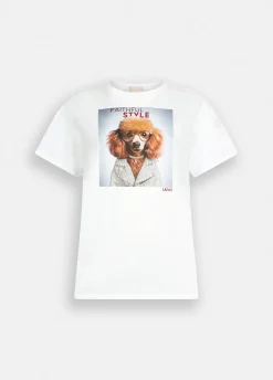 T-shirt con stampa e strass