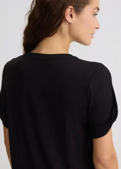 T-shirt con stampa e strass