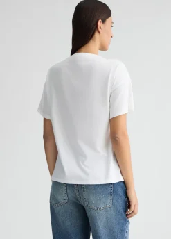 T-shirt con stampa e strass