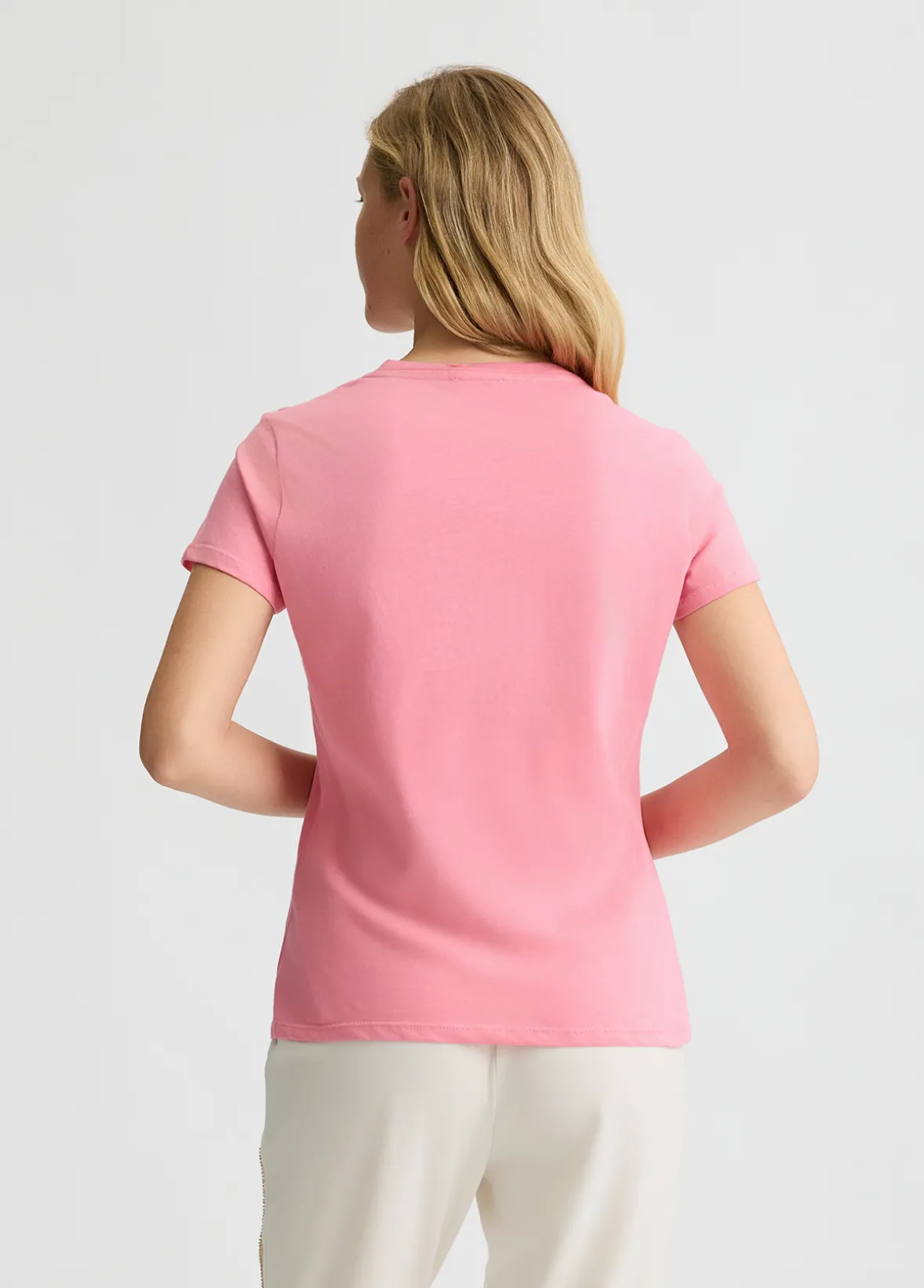 T-shirt con stampa e strass