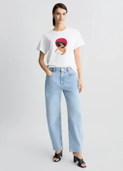 T-shirt con stampa e strass