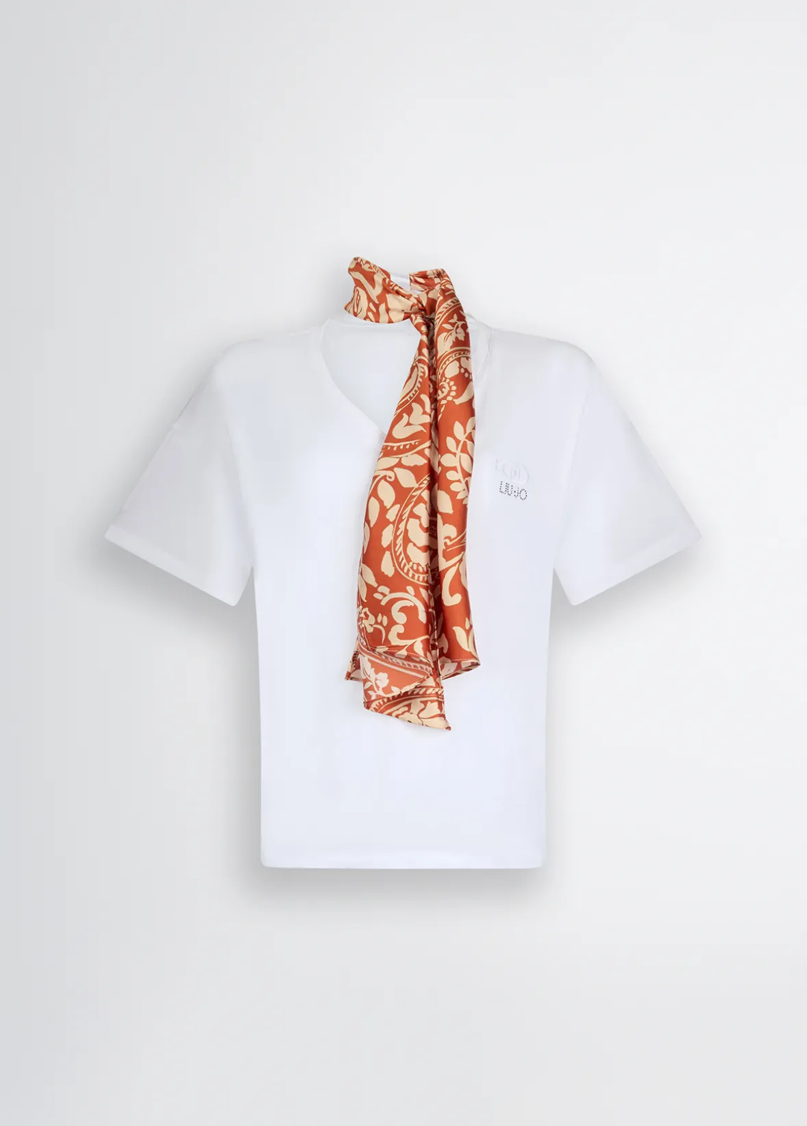 T-shirt in cotone con foulard