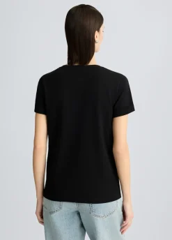 T-shirt in cotone con logo e strass