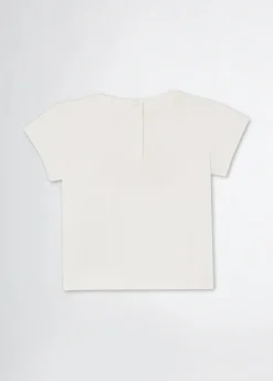T-shirt in cotone con logo e strass