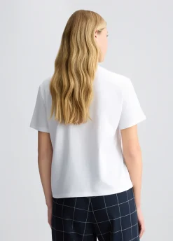 T-shirt in cotone con ricamo e strass