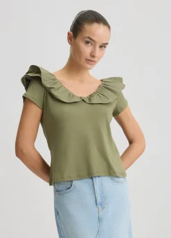 T-shirt in cotone con rouches