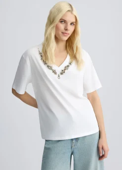 T-shirt in cotone con strass