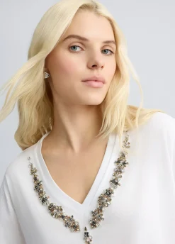 T-shirt in cotone con strass