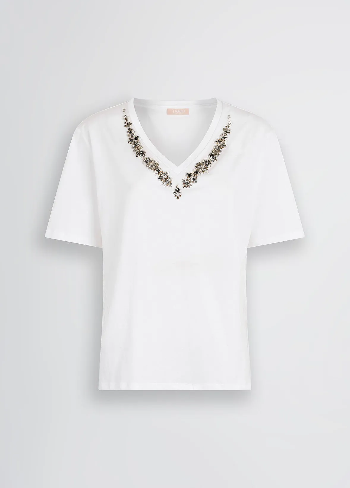 T-shirt in cotone con strass