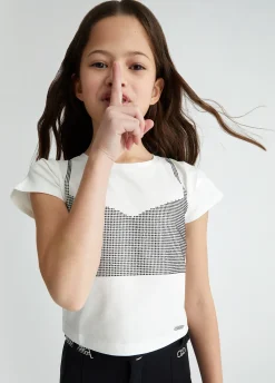 T-shirt in cotone con strass