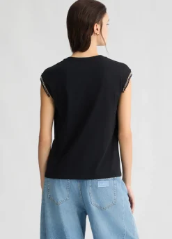 T-shirt in jersey con perline