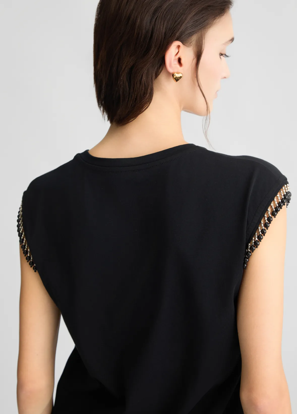 T-shirt in jersey con perline