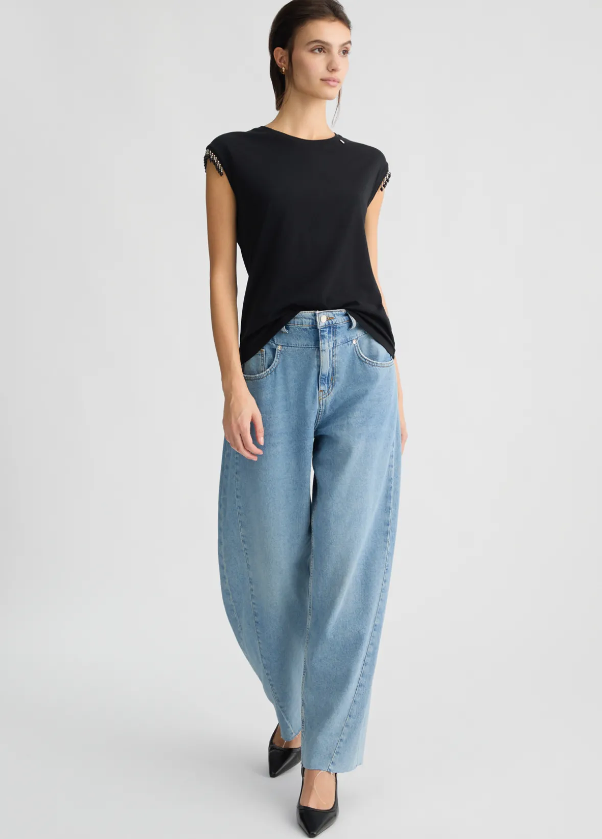 T-shirt in jersey con perline