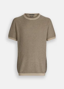 T-shirt jacquard in cotone e seta