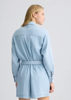 Tuta in denim gessato