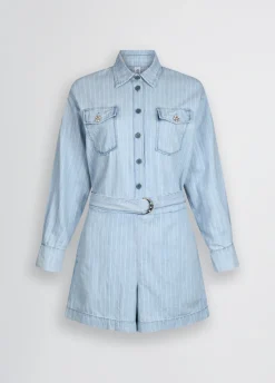 Tuta in denim gessato
