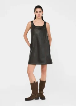 Vestito corto in tessuto spalmato