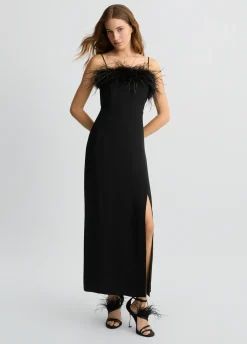 Vestito elegante con piume