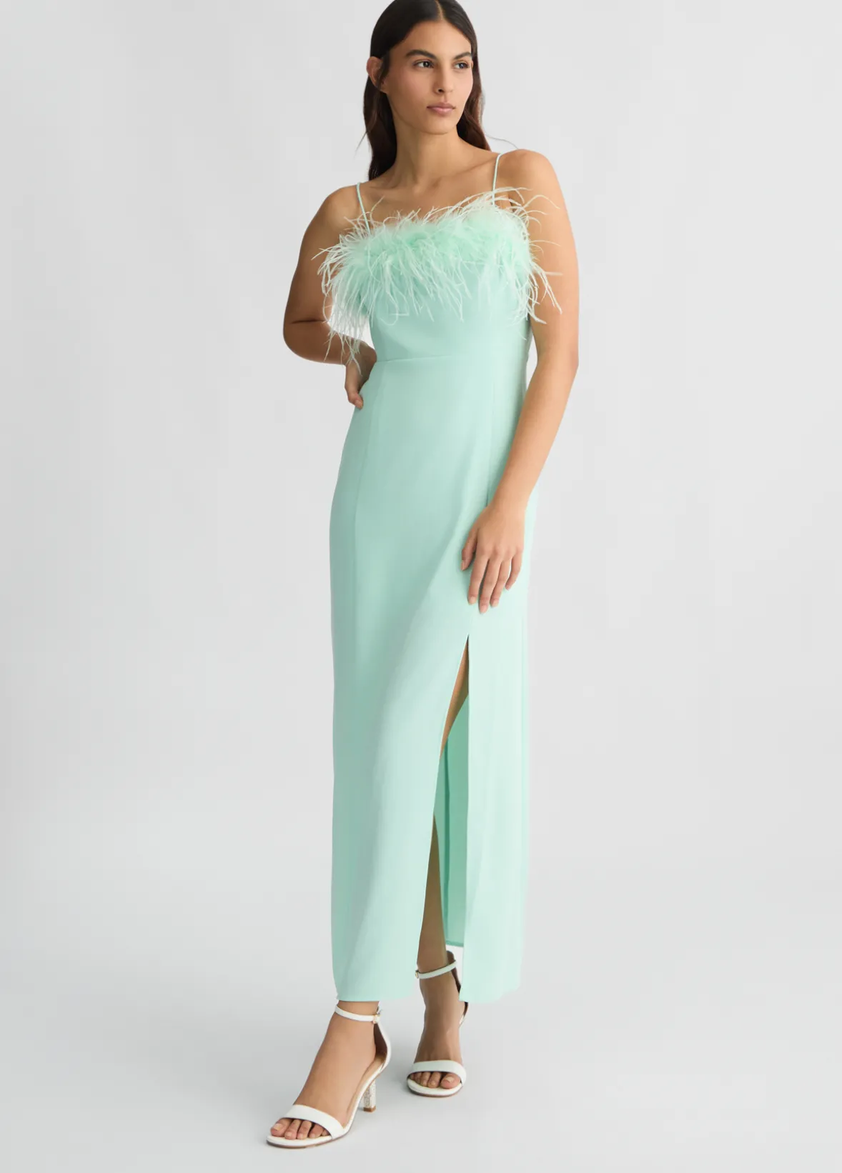 Vestito elegante con piume