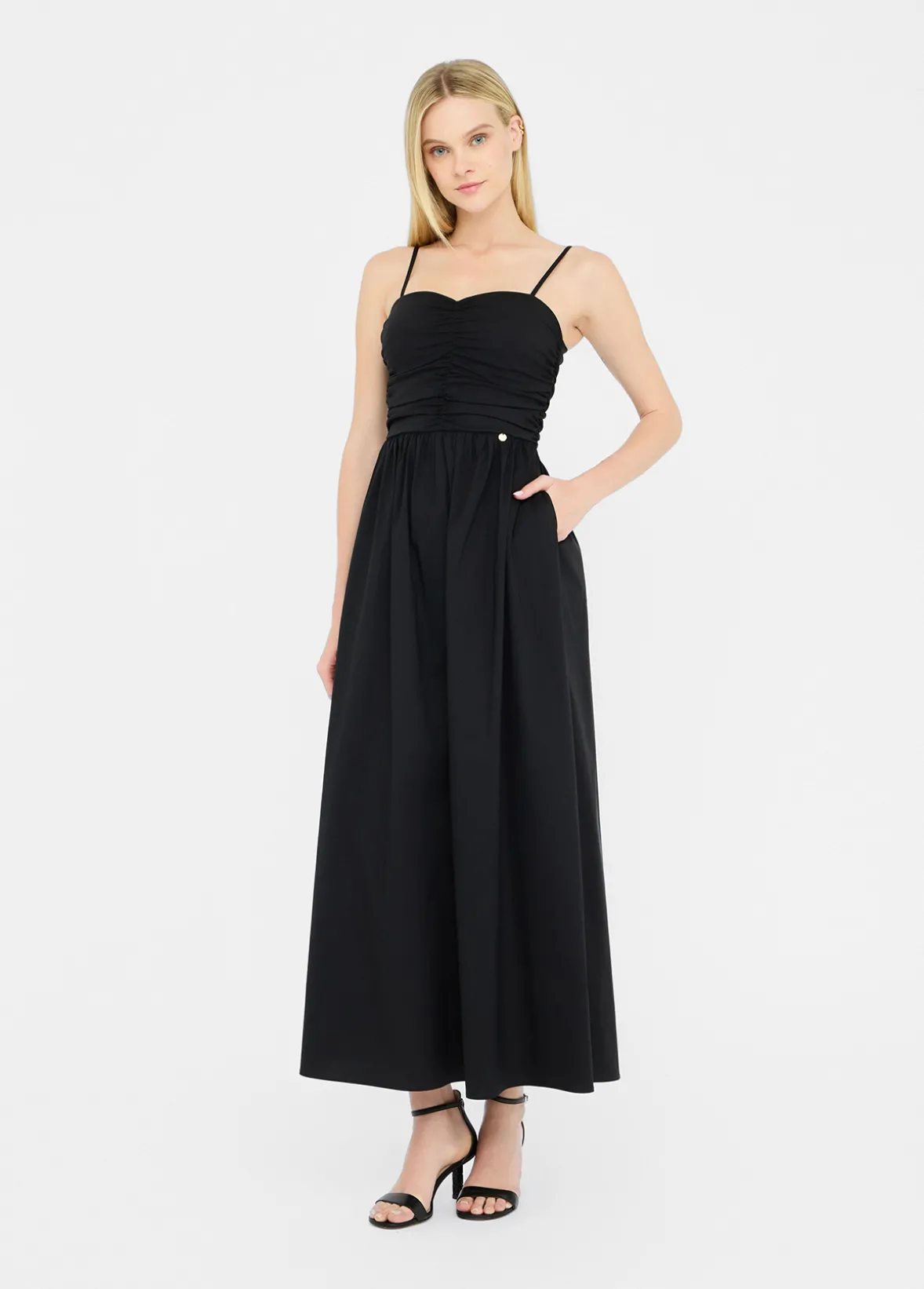 Vestito lungo in popeline
