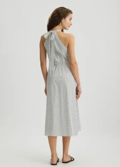 Vestito midi in popeline rigato