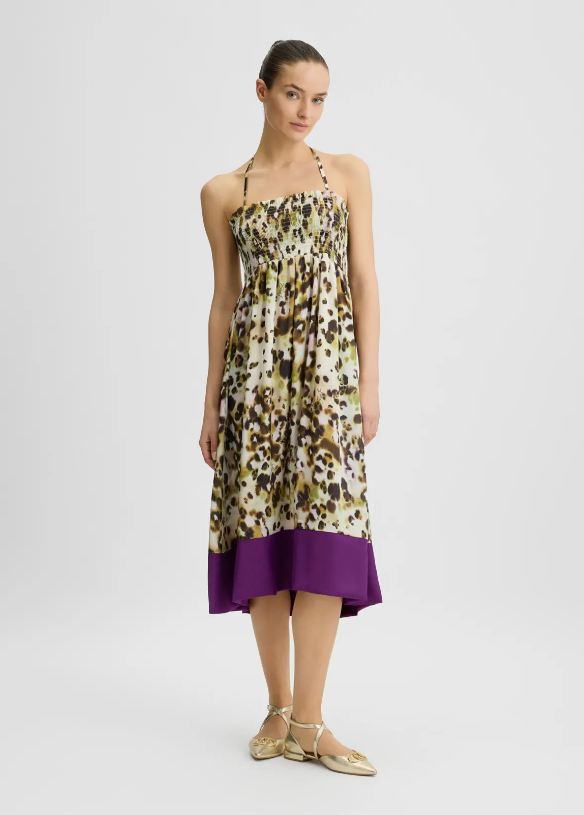 Vestito midi in raso stampato