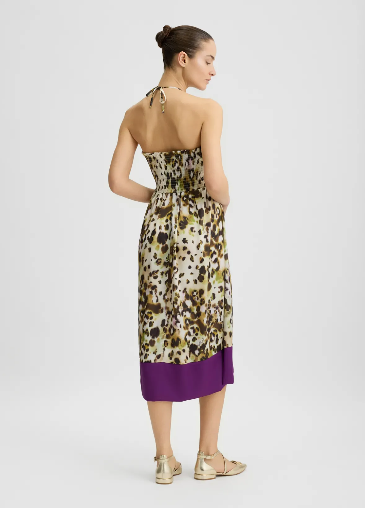 Vestito midi in raso stampato