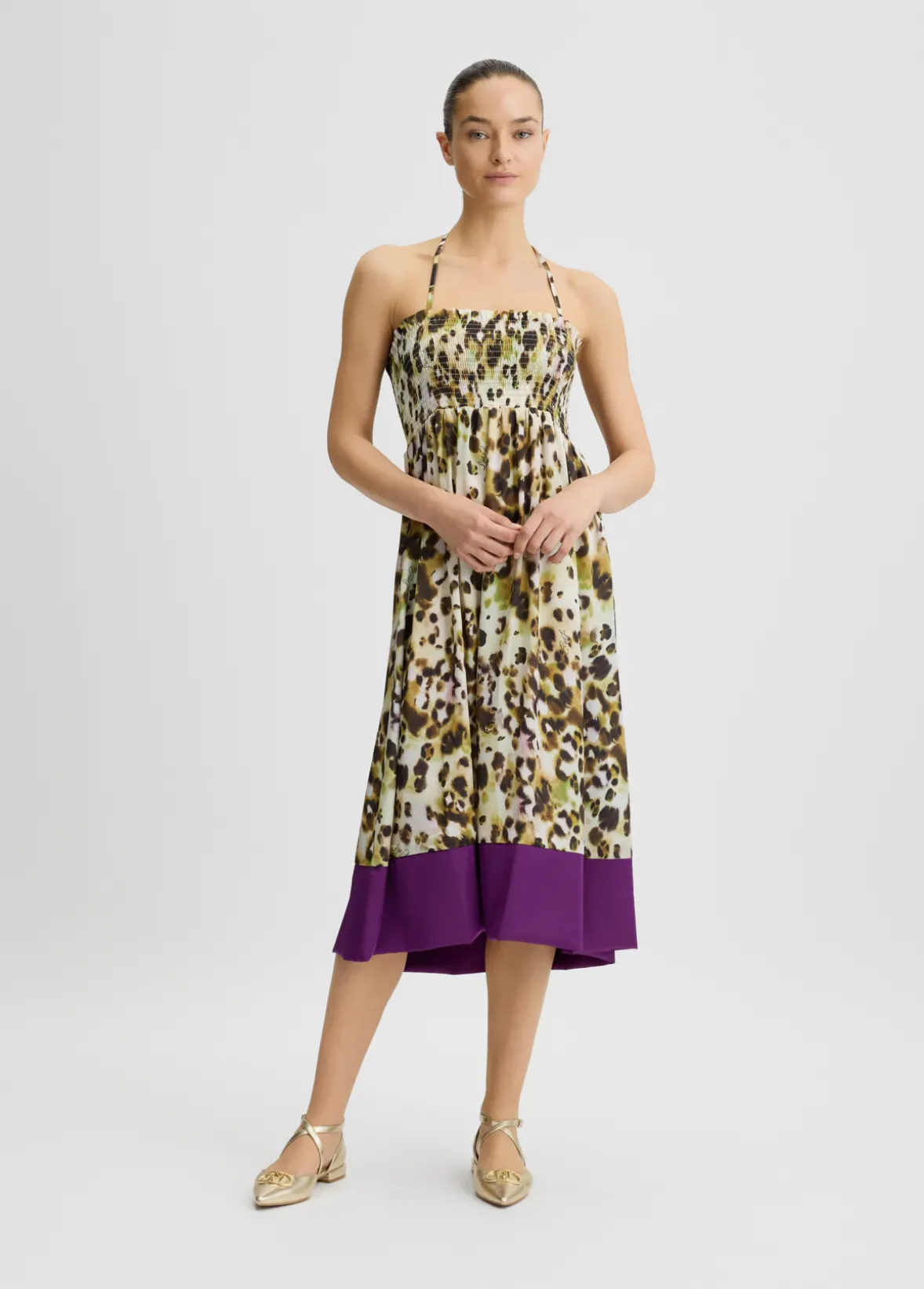 Vestito midi in raso stampato